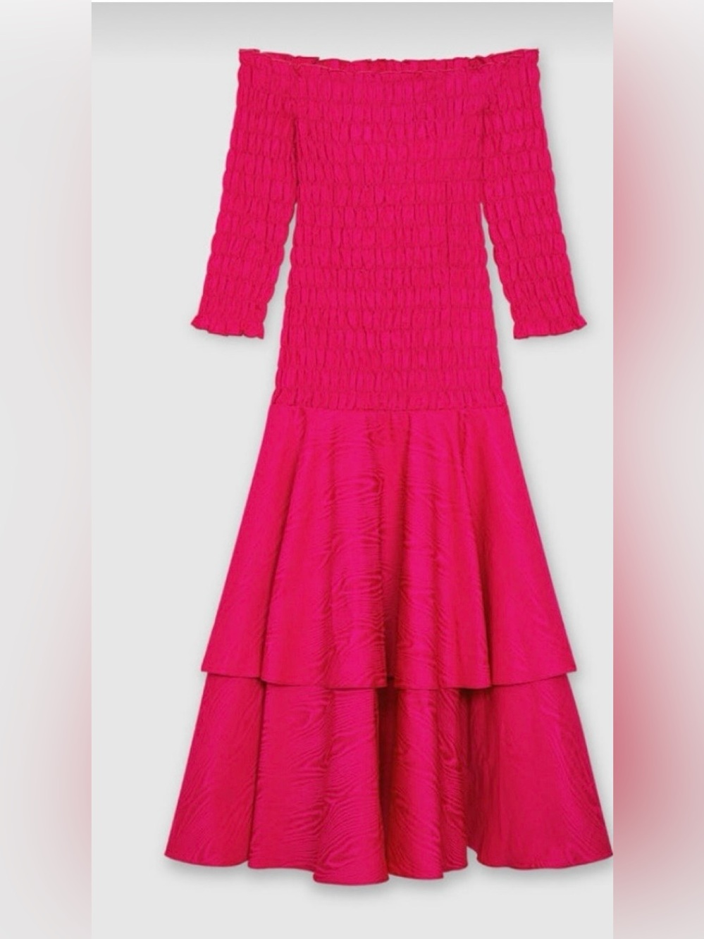 Mari De La Orden Pink Off-Shoulder Midi Dress , S